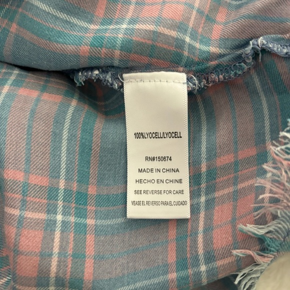 Billy T Strappy Maxi Dress in Hamp Plaid Small Sharkbite Raw Hem Lyocell *Flaw* - Picture 10 of 13